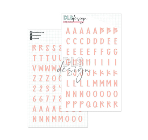 Puffy Stickers Alphabet Sage Coral - Main Kit