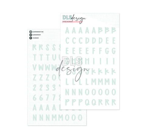 Puffy Stickers Alphabet Sage Seafoam
