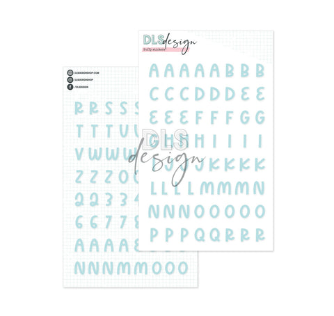 Puffy Stickers Alphabet Candy Sky Blue