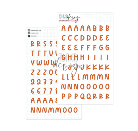 Puffy Stickers Alphabet Candy Rust