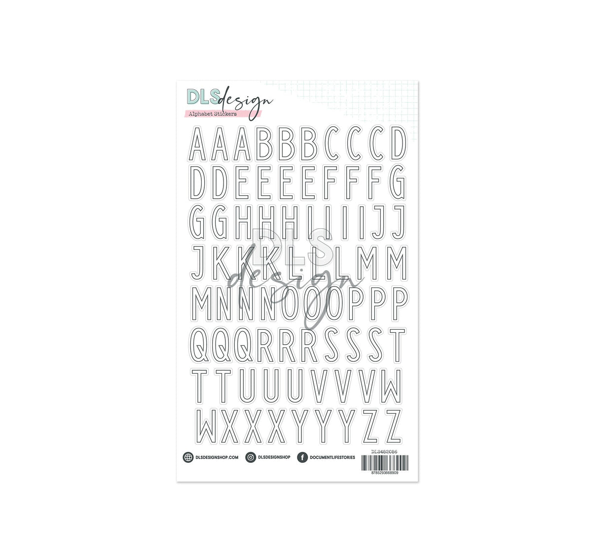 Contour Alphabet Stickers Roxy Dark Grey – DLS Design Wholesale