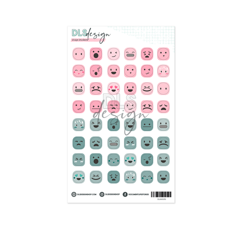 Clear Shape Stickers Emoji Pink & Peacock