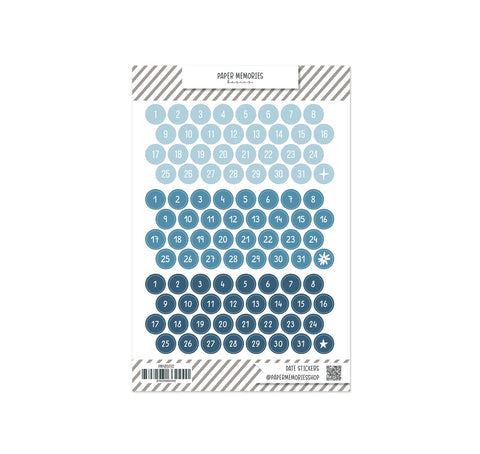 Date Stickers Navy