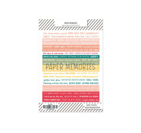 Word Stickers Summer Memories