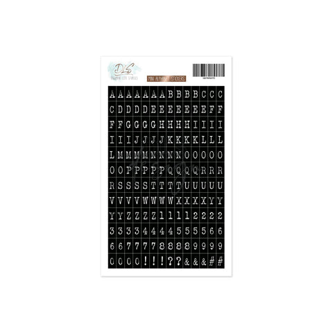 Alphabet Stickers Typewriter Black & White