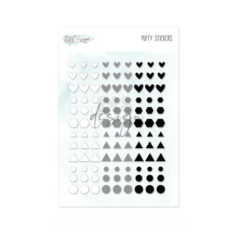 Puffy Stickers Essentials Shapes Black & White