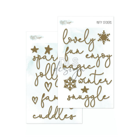 Puffy Stickers Gold Foil Words