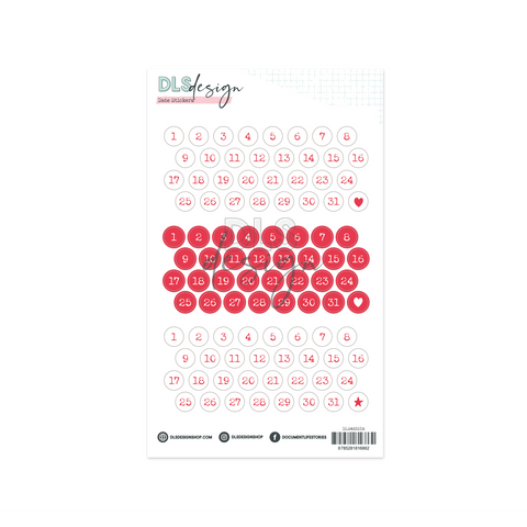 Vinyl Date Stickers Bight Red