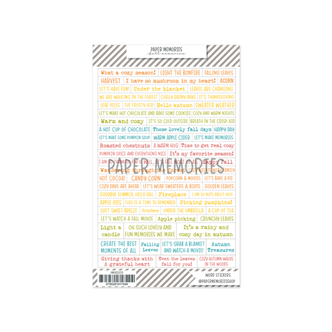 Vinyl Word Stickers Fall Memories ENG