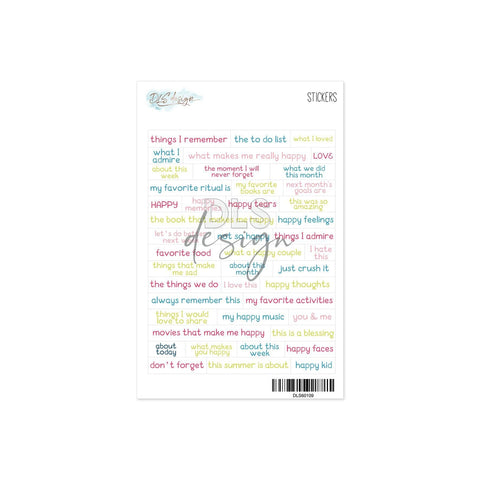 Word Stickers Things I Remember